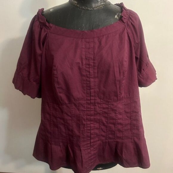Ashley Stewart Burgundy off the shoulder top, size 2X - Picture 1 of 4